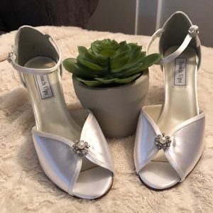 Special Occasion White Satin Heels